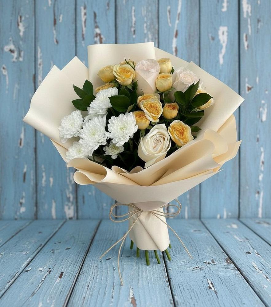 Букет цветов из: Розы и Хризантемы в Уразово