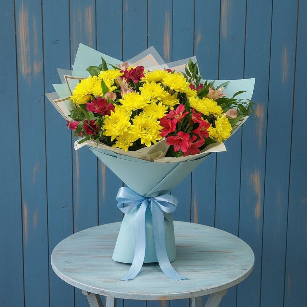 Букет цветов из: Альстромерии и Хризантемы в Уразово