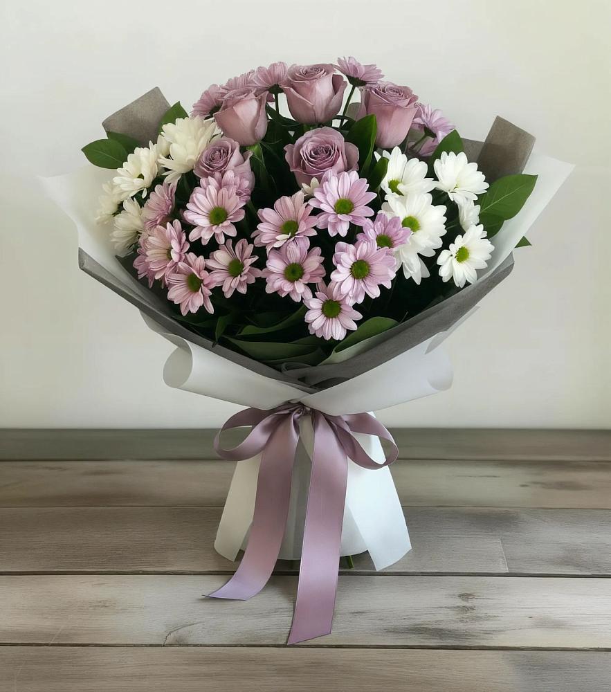Букет цветов из: Хризантемы и Розы в Уразово