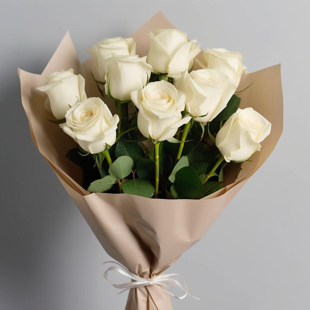 Букет 9 Белых роз Эдлесс Лав в Уразово