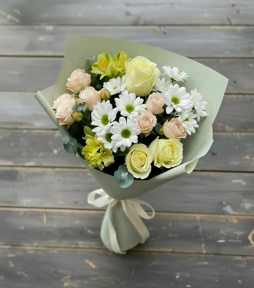 Букет цветов из: Альстромерии, Розы и Хризантемы в Уразово