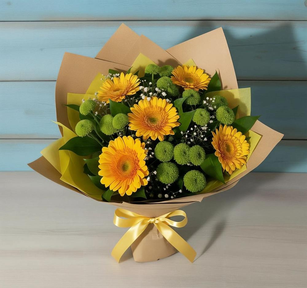 Букет цветов из: Герберы и Хризантемы в Уразово