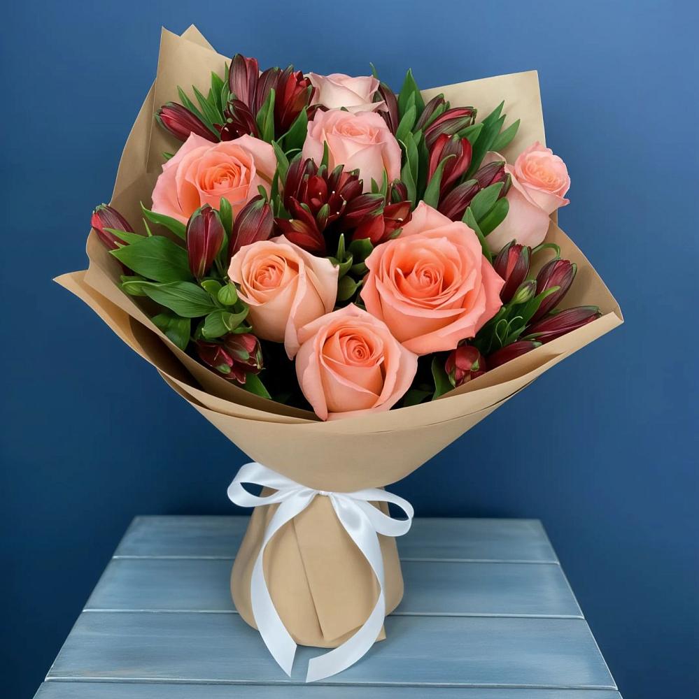 Букет цветов из: Розы и Альстромерии в Уразово