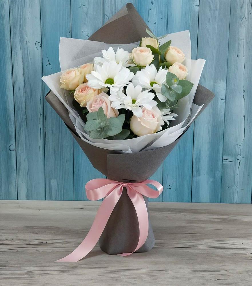 Букет цветов из: Хризантемы и Розы в Уразово