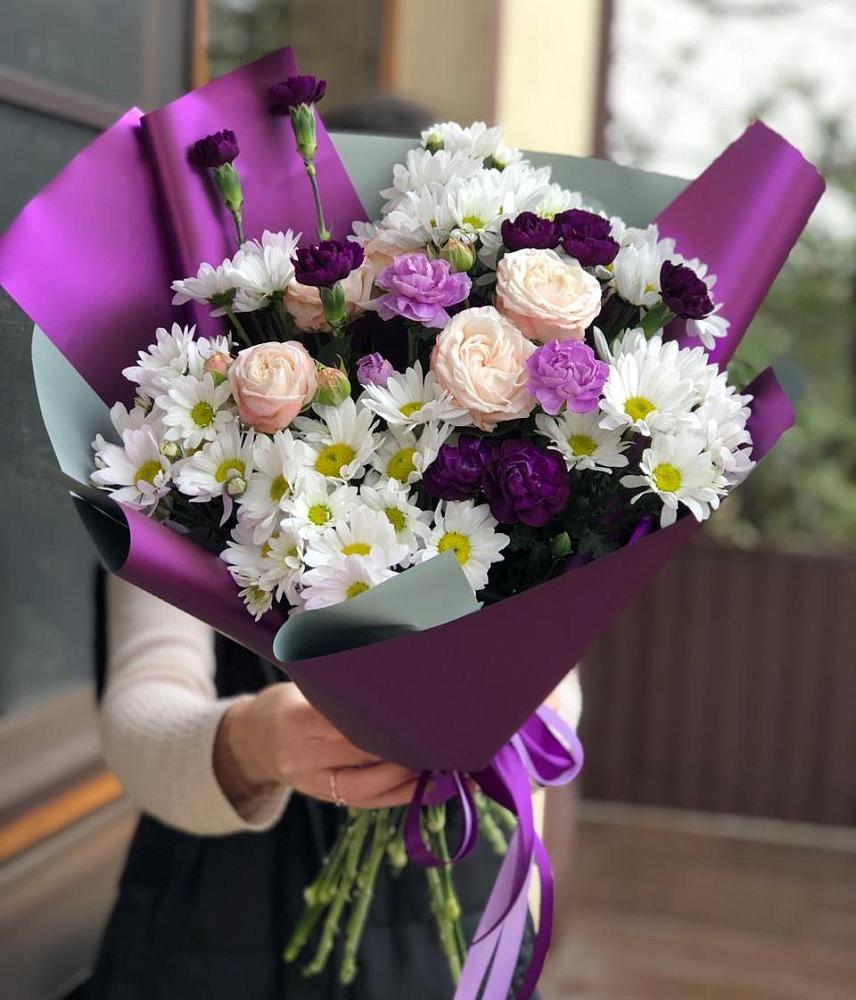 Букет цветов из: Хризантемы, Гвоздики и Розы в Уразово