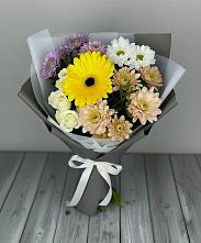 Букет цветов из:  Розы, Герберы и Хризантемы в Уразово