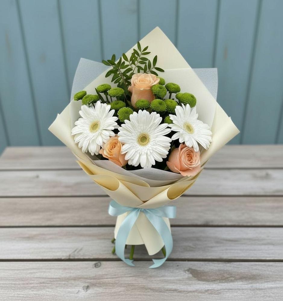 Букет цветов из: Герберы, Розы и Хризантемы в Уразово