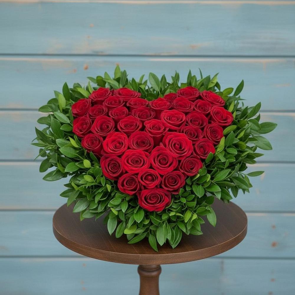 Цветочная композиция из Розы в виде сердца в Уразово