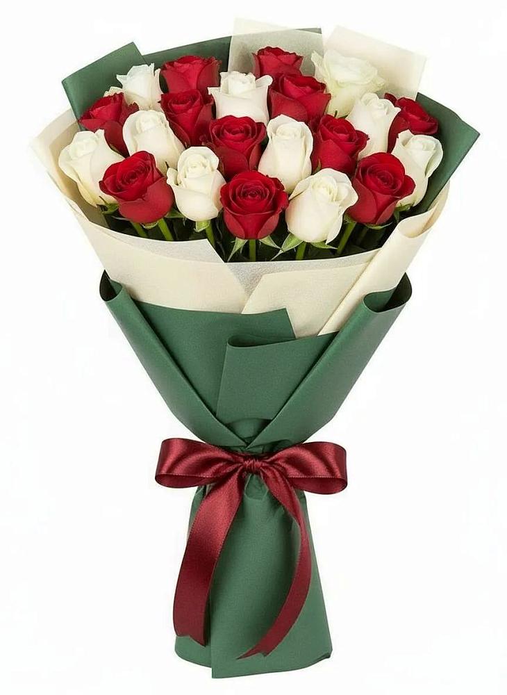 Букет Микс из красных и белых роз в Уразово