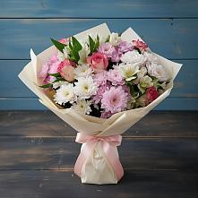 Букет цветов из:  Хризантемы, Альстромерии и Розы в Уразово