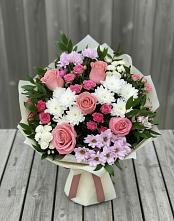 Букет цветов из:  Альстромерии, Гвоздики, Розы и Хризантемы в Уразово