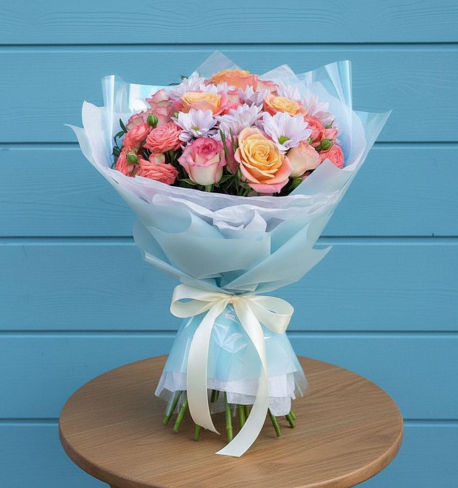 Букет цветов из: Хризантемы и Розы в Уразово