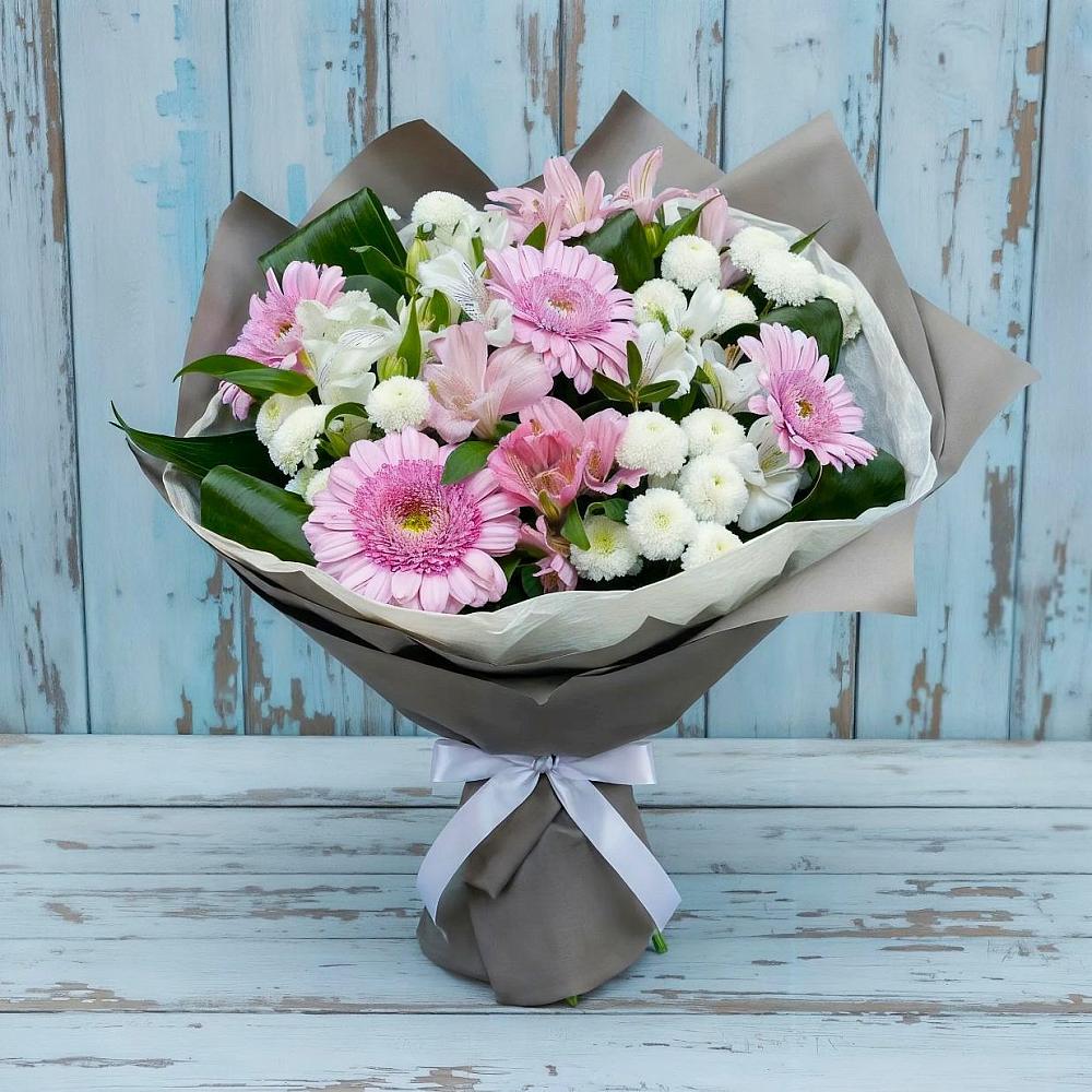Букет цветов из: Герберы, Альстромерии и Хризантемы в Уразово