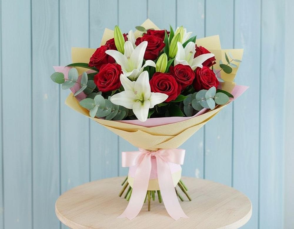 Букет цветов из: Лилии и Розы в Уразово